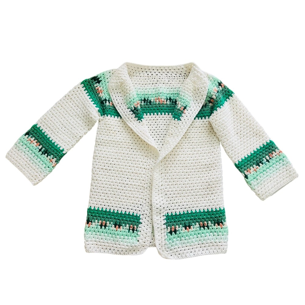 Vintage Finished Grandma Crochet Cardigan Sweater Overshirt Unique Boho Handmade